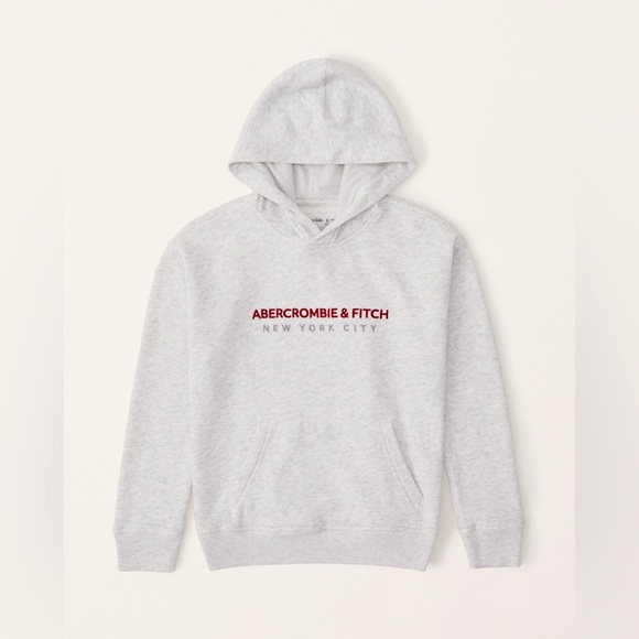 Abercrombie Kids Embroidered Logo Popover Hoodie Hooded Sweatshirt NWT - Picture 1 of 3